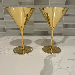Sunny Life Gold Metallic Glass Martini Glasses Set of 2 NWOTB